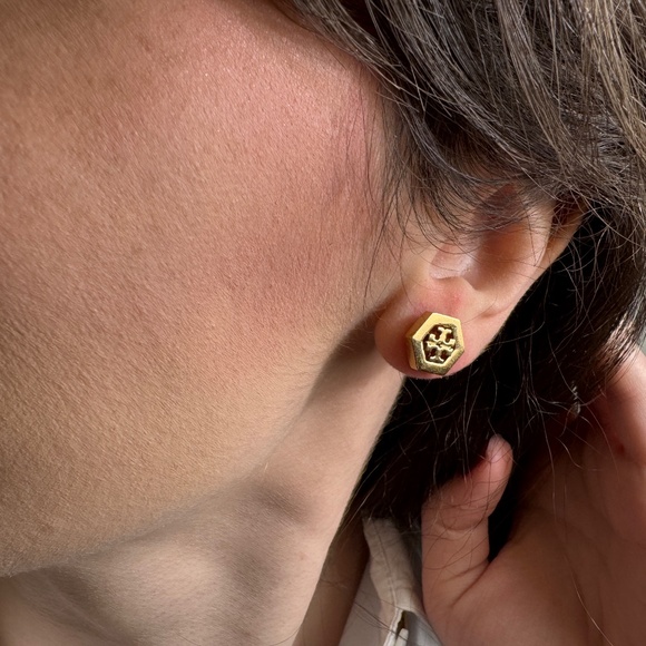 Tory Burch Gold Stud Earrings - Picture 1 of 4